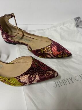 Jimmy Choo Lucy Floral Lamé Pointed-Toe Flats